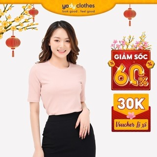 Áo thun nữ YODY cổ tròn tay lỡ basic thanh lịch ATN4272