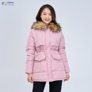 Áo phao nữ dáng dài yody siêu nhẹ có mũ lông siêu ấm phn3007