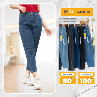 Quần jean nữ baggy cạp liền co giãn YODY chất jeans cotton form đẹp tôn dáng quần bò QJN3076
