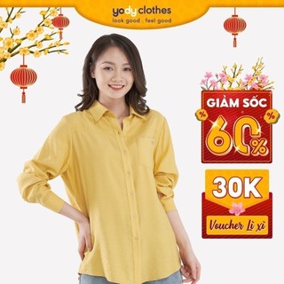 Áo sơ mi nữ YODY form rộng dài tay chất đũi thoáng mát SMN4436