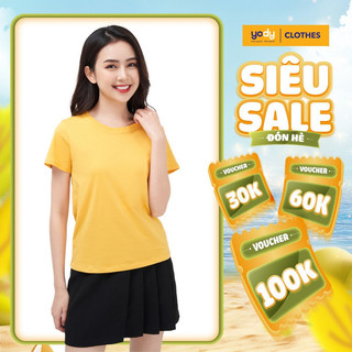 Áo thun trơn nữ YODY nhiều màu vải cotton USA mát mẻ TSN5346 mẫu mới