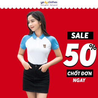Áo polo nữ YODY họa tiết hình gấu vải cà phê cao cấp thoáng mát APN5326