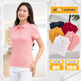 Áo thun polo nữ giấu cúc YODY cổ bẻ vải cafe cao cấp thấm hút tốt nhanh khô không nhăn nhàu APN7120