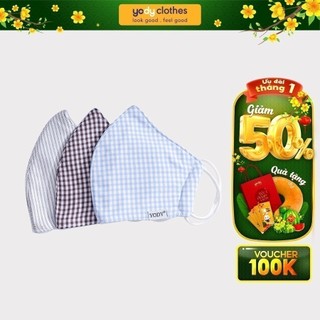 Combo 3 chiếc khẩu trang cotton kháng khuẩn YODY KTR3005