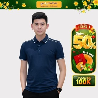 Áo thun nam YODY polo coolmax cổ bẻ chất liệu mát thấm hút tốt APM3725
