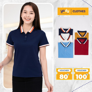 Áo thun polo nữ YODY Airmax phối bo thoáng khí mềm mại, mau khô APN7301