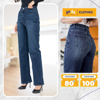 Quần Jeans nữ cải cafe cải tiến YODY dáng suông chống UV co giãn nhẹ, thoáng mát QJN6038