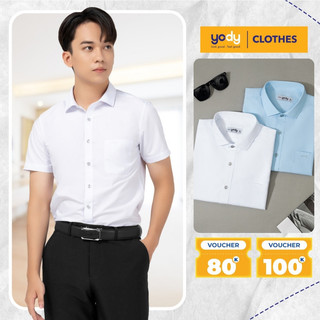 Áo sơ mi nam ngắn tay công sở YODY vải lụa nến cao cấp khô thoáng giữ form SNM5005