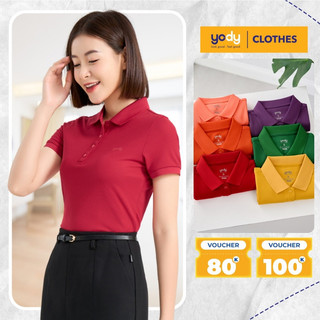Áo thun có cổ tay ngắn polo nữ basic cafe tổ ong YODY tay ngắn co giãn và thấm hút mồ hôi APN7096