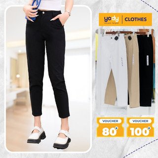 Quần kaki dài nữ YODY lưng cao chất co giãn thoáng khí phù hợp đi chơi công sở QJN3072