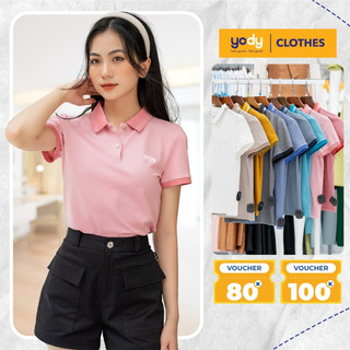 Áo thun polo nữ YODY mắt chim ngắn tay thấm hút tốt dáng công sở nhiều màu APN3340