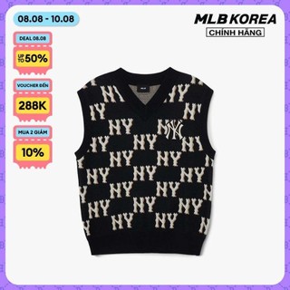 Mlb - áo khoác gilet unisex cổ v classic monogram 3akpm0331-50bks