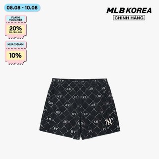 Mlb - quần shorts ngắn nữ lưng thun dia monogram all over 4 in 3fspm0133-50bks