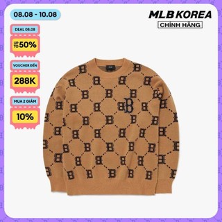 Mlb - áo sweater phom suông tay dài dia monogram overfit 3akpm0226-43bgs