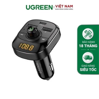 Sạc ô tô đa năng UGREEN ED040 70717 Phát FM Bluetooth 5.0 sạc nhanh PD USB 2.0 đọc thẻ TF