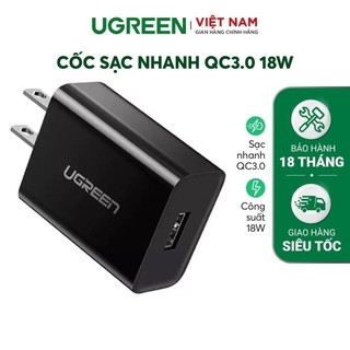 Cốc sạc nhanh QC3.0 18W chân cắm chuẩn US UGREEN 20904