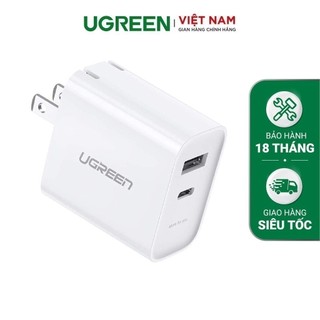 Sạc nhanh UGREEN CD137 70152, 2 cổng USB C và USB A Hỗ trợ PD QC 4.0 3.0 Tối đa 18W cho iPhone 12 / Samsung / Xiaomi