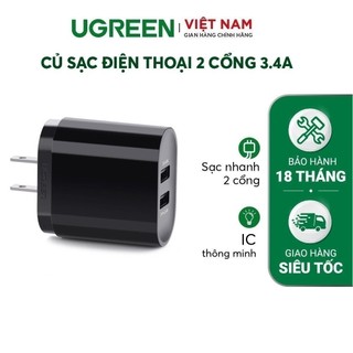 Củ sạc điện thoại 2 cổng 3.4a ugreen cd104 20575 20576 – hàng phân phối chính hãng - bảo hành 18 tháng