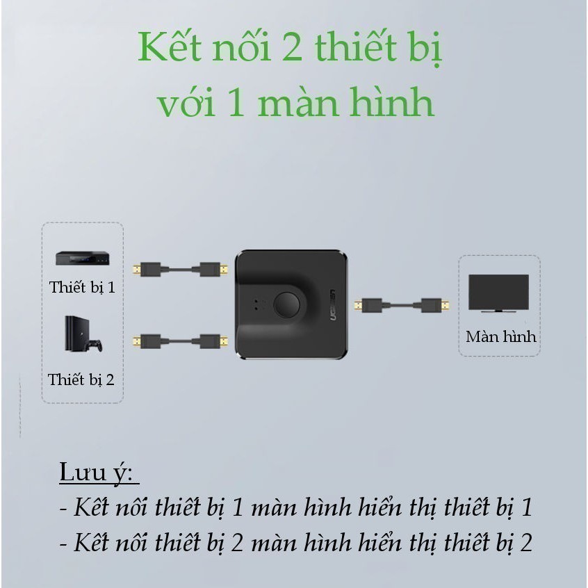 Bộ Switch HDMI 2 ra 1 Ugreen CM217 (Tương thích ngược 1 ra 2) | Độ phân giải 4K | HDMI 1.4 | BH 18 tháng 1 đổi 1 | 50966 | BigBuy360 - bigbuy360.vn