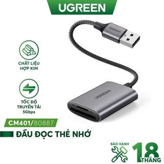 Bộ đọc thẻ nhớ sd và tf usb3.0 chuẩn hãng ugreen 80887