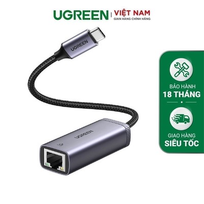 Cáp chuyển Type-C UGREEN 40322 Chuyển sang Lan 10/100/1000Mbps Vỏ nhôm tản nhiệt - Hàng phân phối chính hãng