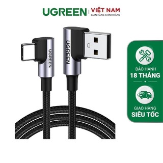 Cáp sạc bẻ góc 90 độ USB 2.0 sang USB type C dây bện dài 0.5-2m UGREEN US176 - Hàng phân phối chính hãng - Bảo hành 18T