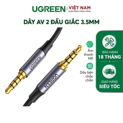 Dây AV 3.5mm kết nối Microphone dạng dù bện mềm mại UGREEN AV183 | Âm thanh nổi Hifi | Đầu cắm mạ vàng| BH18 tháng 1Đổi1