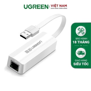 Card mạng USB 2.0 sang LAN 10/100 Lan card Dây dẹt chipset AX88772A UGREEN 20268 (trắng)