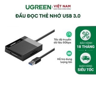 Đầu đọc thẻ đa năng CF SD TF MS USB 3.0 UGREEN CR125 Truyền tải dữ liệu nhanh chóng|Thiết kế nhỏ gọn BH 18 Tháng 1 Đổi 1