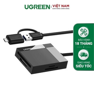 Đầu đọc thẻ hỗ trợ cổng 2 in 1 USB 3.0 / USB type C cho thẻ CF / SD / MS / TF chức năng OTG dài 50cm UGREEN CR125