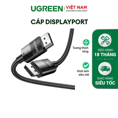 Cáp DisplayPort UGREEN DP114 | Tương thích ngược với DP 1.3/1.2/1.1| Che chắn 3 lớp | Bảo hành 18 tháng 1 Đổi 1.