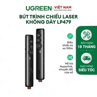 Bút trình chiếu Laser Không dây UGREEN LP479 | Điều khiển từ xa 100m | Hỗ trợ Hyperlink, chuyển đổi cửa sổ | BH 18 Tháng