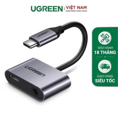 Bộ chuyển đổi Type C sang 3.5mm + Hỗ trợ cổng sạc USB-C UGREEN CM193 |  PVC chất lượng cao | Bảo Hành 18 Tháng 1 Đổi 1.