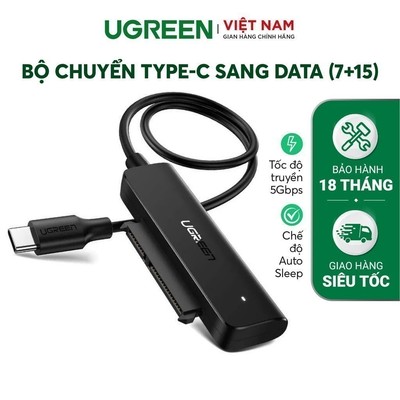 Cáp chuyển đổi USB 3.0 / USB type C sang Sata (7+15) cho ổ cứng ngoài SSD, HDD 2.5 inch, dài 50cm UGREEN CM321