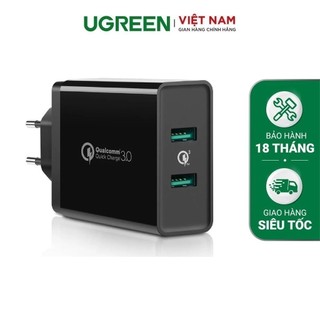 Cốc sạc nhanh Quick Charge 3.0 Qualcomm hỗ trợ sạc iphone, iPad, Android, sạc dự phòng... UGREEN 40585