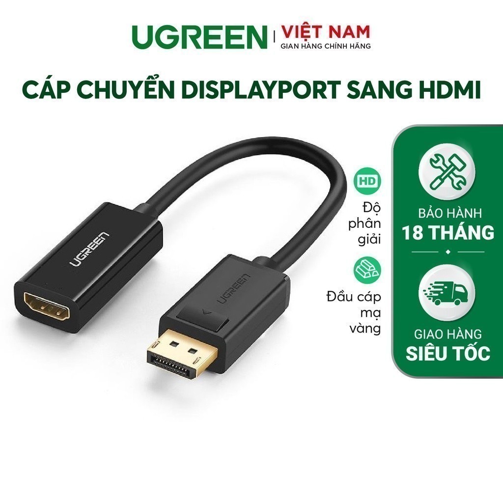 Cáp chuyển đổi DisplayPort sang HDMI hỗ trợ Full HD UGREEN 40362