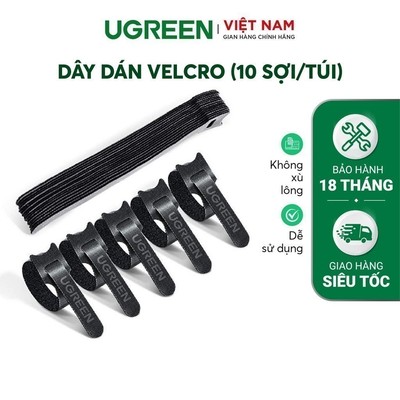 Dây dán tiện lợi UGREEN 50370 20245 Velcro làm gọn dây sạc, dây tai nghe, dây máy tính...dài 14cm và 18cm