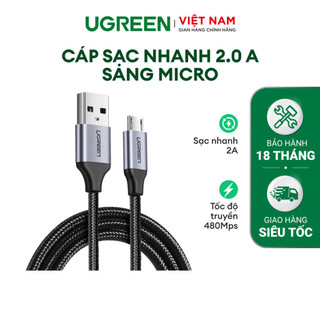 Cáp sạc USB 2.0 A sang Micro Ugreen US290 | Sạc nhanh | Vỏ sợi siêu bền | Bảo Hành 1 đổi 1 18 tháng | 60144 60145 60146