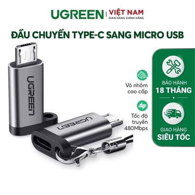 Đầu chuyển cổng Type C sang cổng Micro USB UGREEN US282 | Sạc và đồng bộ hoá dữ liệu | Bảo hành 18 tháng 1 Đổi 1| 50590.