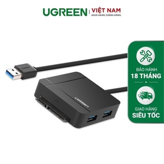 Dây cáp usb 3.0 sang sata iii + hub 2 cổng usb 3.0 + đầu đọc thẻ ugreen us231 30918