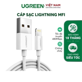 Cáp sạc USB A to Lightning Ugreen US155 đạt chuẩn MFi | Sạc nhanh | Tốc độ truyền 480Mbps | Bảo Hành 1 đổi 1 18 tháng |