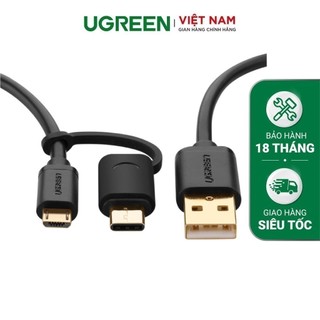 Dây Micro-USB đa năng 2 trong 1 kèm đầu chuyển USB Type C, độ dài từ 0.25-2m UGREEN US142