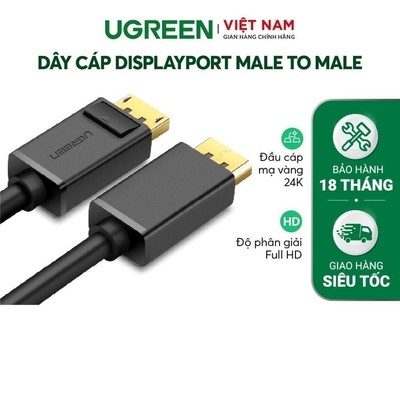 Dây cáp DisplayPort 2 đầu đực tốc độ 21.6Gbps UGREEN DP102 - Hàng phân phối chính hãng - Bảo hành 18 tháng