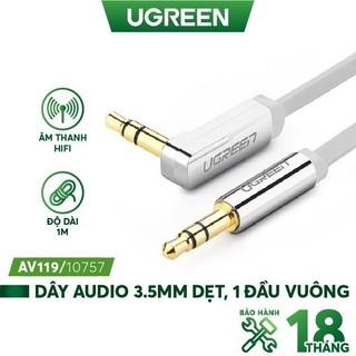 Dây Audio 3.5mm UGREEN AV119 | Dây dẹt,TPE | 1 đầu vuông 90 | Bảo Hành 18 Tháng 1 Đổi 1.