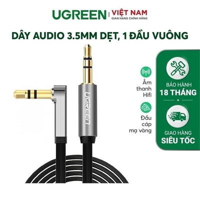 Dây Audio 3.5mm UGREEN AV119 | Dây dẹt,TPE  | 1 đầu vuông 90 | Bảo Hành 18 Tháng 1 Đổi 1 10597 10598 10599 10728 10729