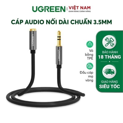 Dây AV nối dài 3.5mm UGREEN AV118 |  Đầu mạ vàng hỗ trợ mic  | Vỏ cáp làm từ nhựa TPE | Bảo hành 18 tháng 1 đổi 1 10592