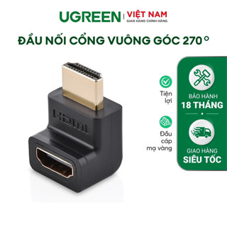 Đầu nối cổng HDMI cái sang HDMI đực vuông góc 270 độ UGREEN 20110 (màu đen) - Hàng phân phối chính hãng
