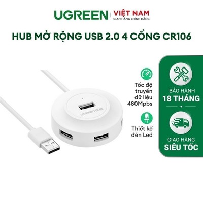 Hub USB 2.0 4 cổng tốc độ cao chính hãng UGREEN CR106 - Hàng phân phối chính hãng - Bảo hành 18 tháng 1 đổi 1 20277