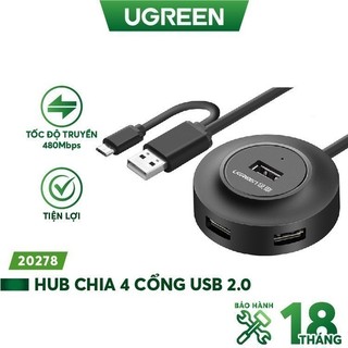 Hub usb 2.0 4 cổng chip terminus fe1.1 hỗ trợ otg dài 80cm ugreen cr106