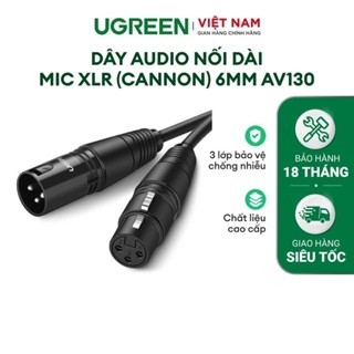 Dây Audio nối dài MIC XLR (Cannon) 6mm UGREEN AV130 | Đầu XLR đực sang XLR cái | 3 lớp bảo vệ | Bảo hành 18 tháng 1 Đổi1